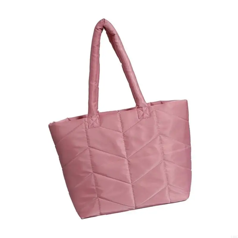 

63HC Unique Quilted Nylon Shoulder Bag Casual Puffer Handbag for Shopping and Travel