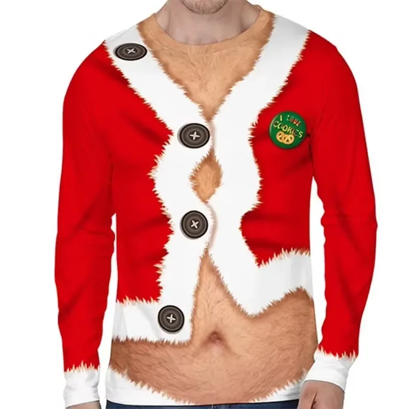 3D Print Casual Long Sleeve 3D Printed Christmas Funny Ugly Sweater Men Women Novelty Oversized Tee Tops 2026 Fashion