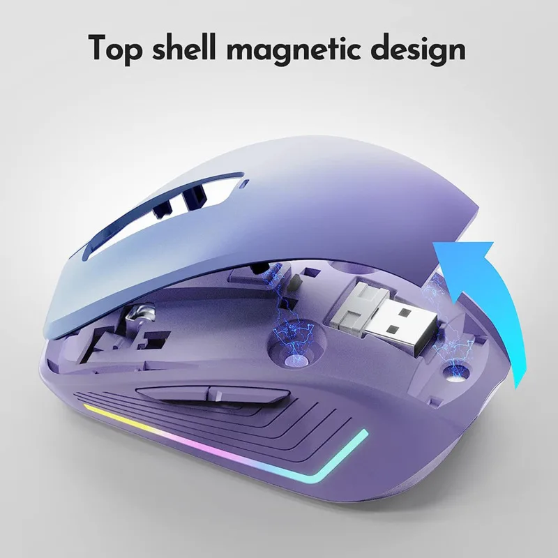 Optoelectronic Ergonomic 3DPI Adjustable RGB Backlit Mouse 2.4G +Bluetooth Dual-mode Wireless Bluetooth Charging Computer Mouse