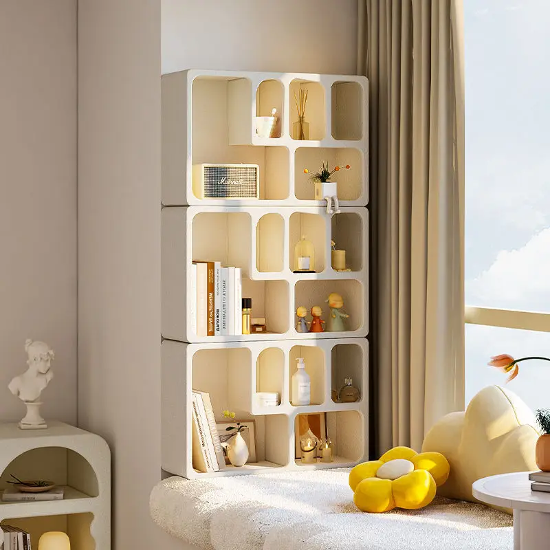 Bay window storage windowsill space using small bookcase desk closet storage shelf bedside cream wind small cabinet