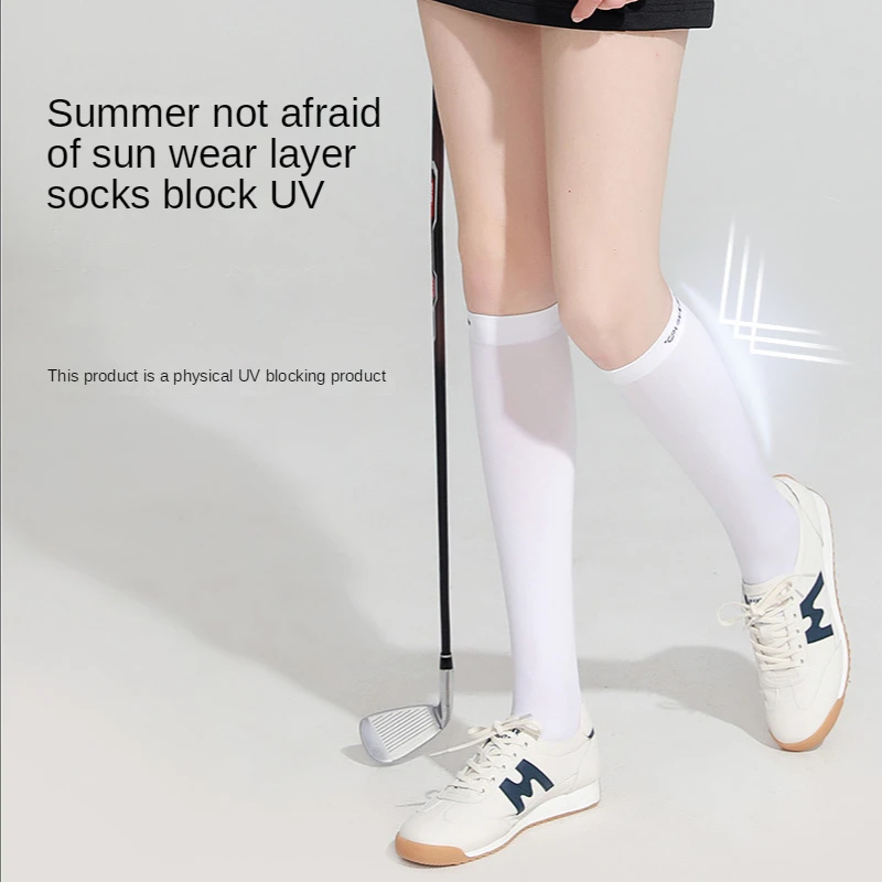 Summer Ice Silk Woman Sun Protection Leg Cover Ladies Summer Outdoor Riding Ladies Sports In Tube Golf Socks High Socks Sports