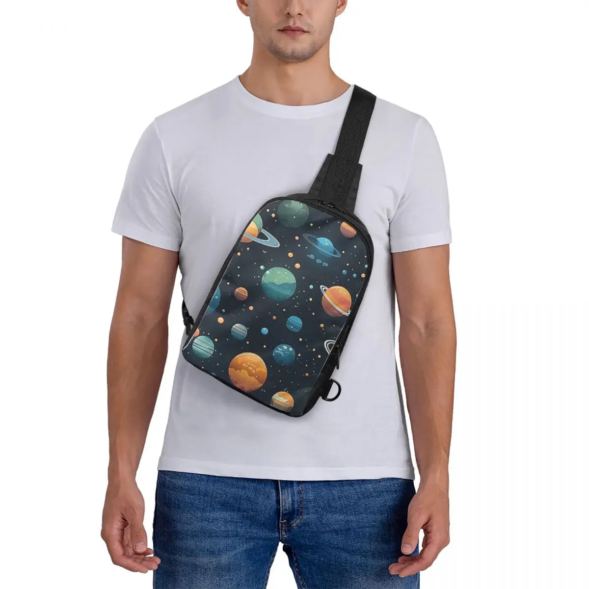 

Solar System Space Planets Universe Chest Bag Crossbody Backpack Sling Shoulder Bag For Men Travel Hiking Daypack