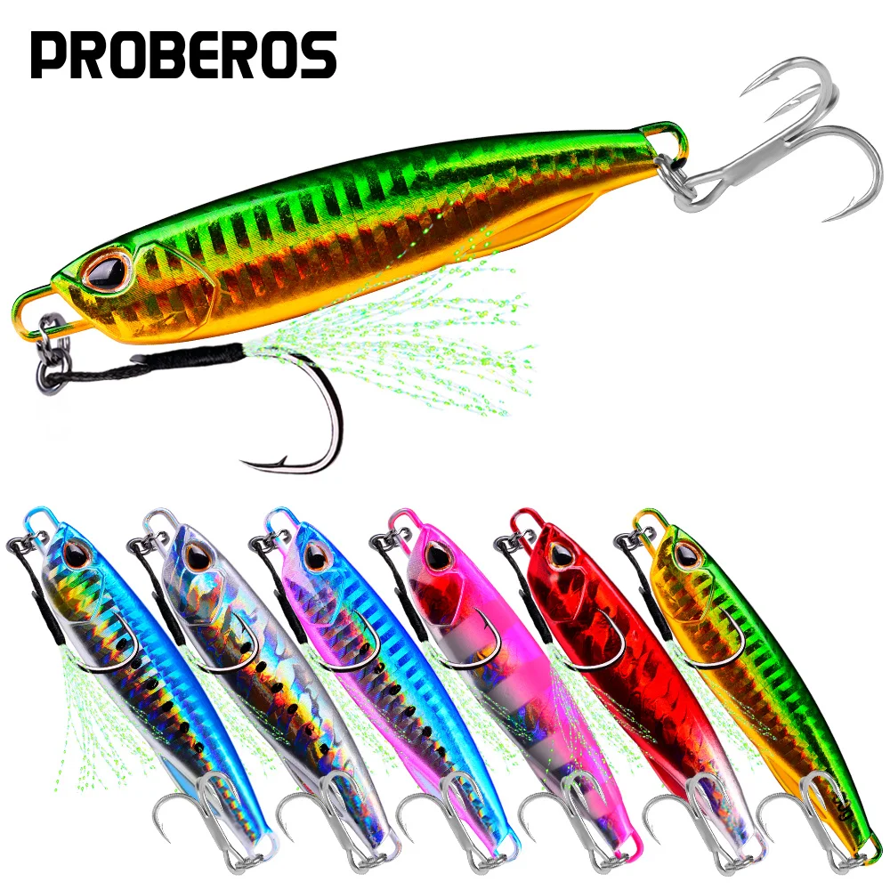 PROBEROS 1PC Shore Casting Jig 10g-20g-30g-40g-50g-60g Metall Jigging Löffel Drag Guss Köder Meer Bass Köder Künstliche Köder