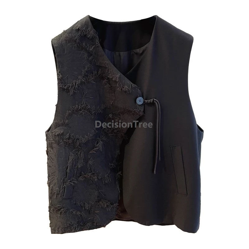 

2025 chic irregular design chinese tang suit vest spring and summer new versatile advanced top retro modern trendy waistcoat