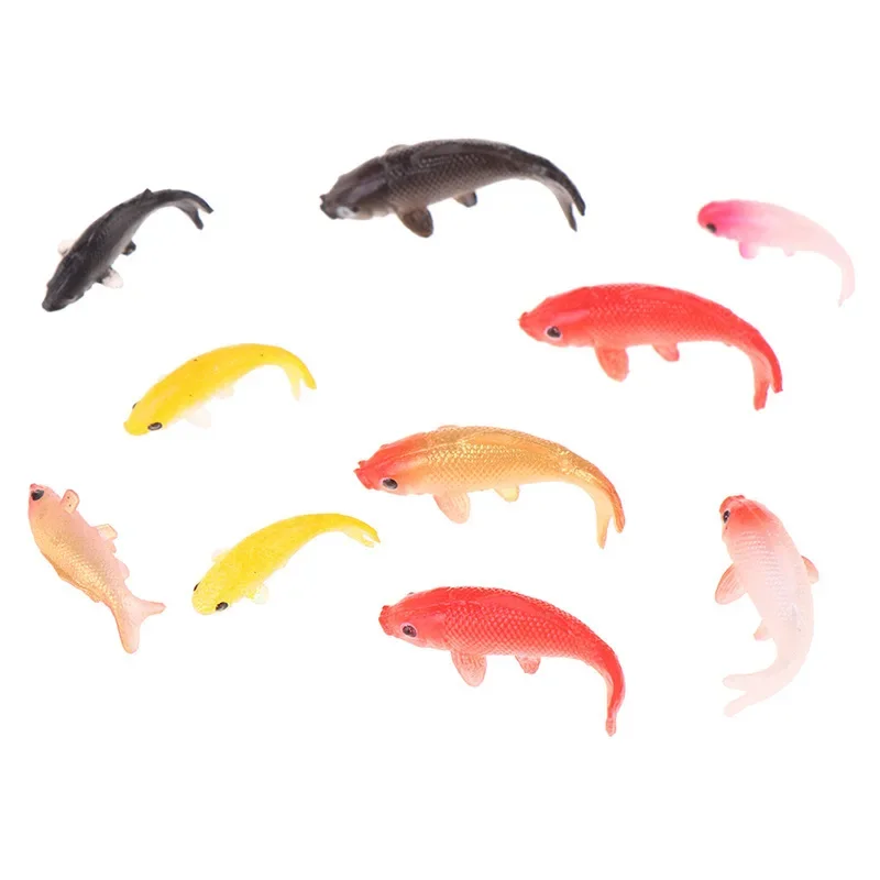 5 pçs mini cor chinês sorte koi resina miniaturas jardim piscina tanque de peixes aquário micro paisagem decoração simulação peixe
