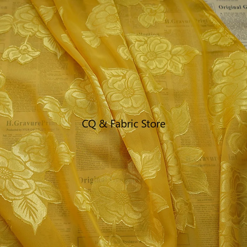 Floral Weave Sheer Chiffon Fabric for Bridal Wedding Fabric Skirt Fabric Headband By The Meter