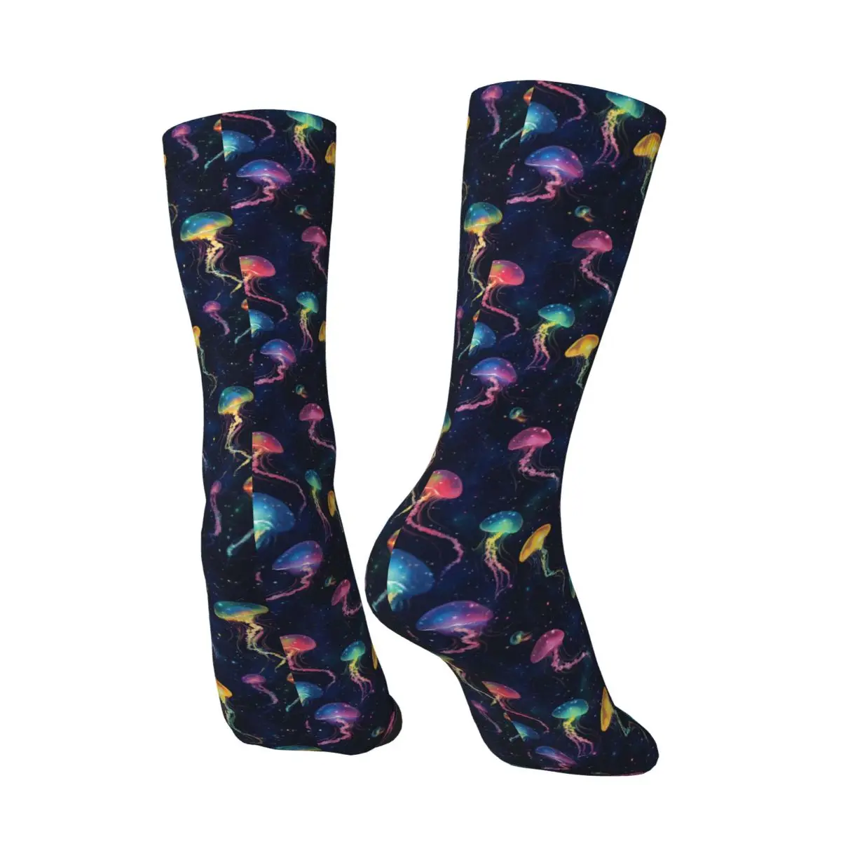 All Seasons Colorful Glowing Ocean Light Jellyfish Socks Harajuku Crew Socks Soft Stockings for Men Women Valentine's Day Gifts
