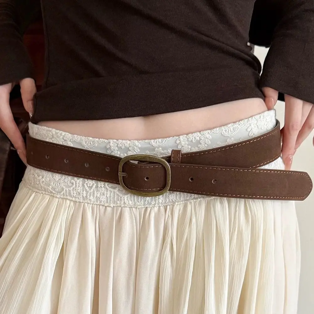 حزام جلد سويدي بإبزيم دبوس أنيق، تصميم فاخر، حزام خصر للأعمال، حزام خصر كاجوال للنساء #4