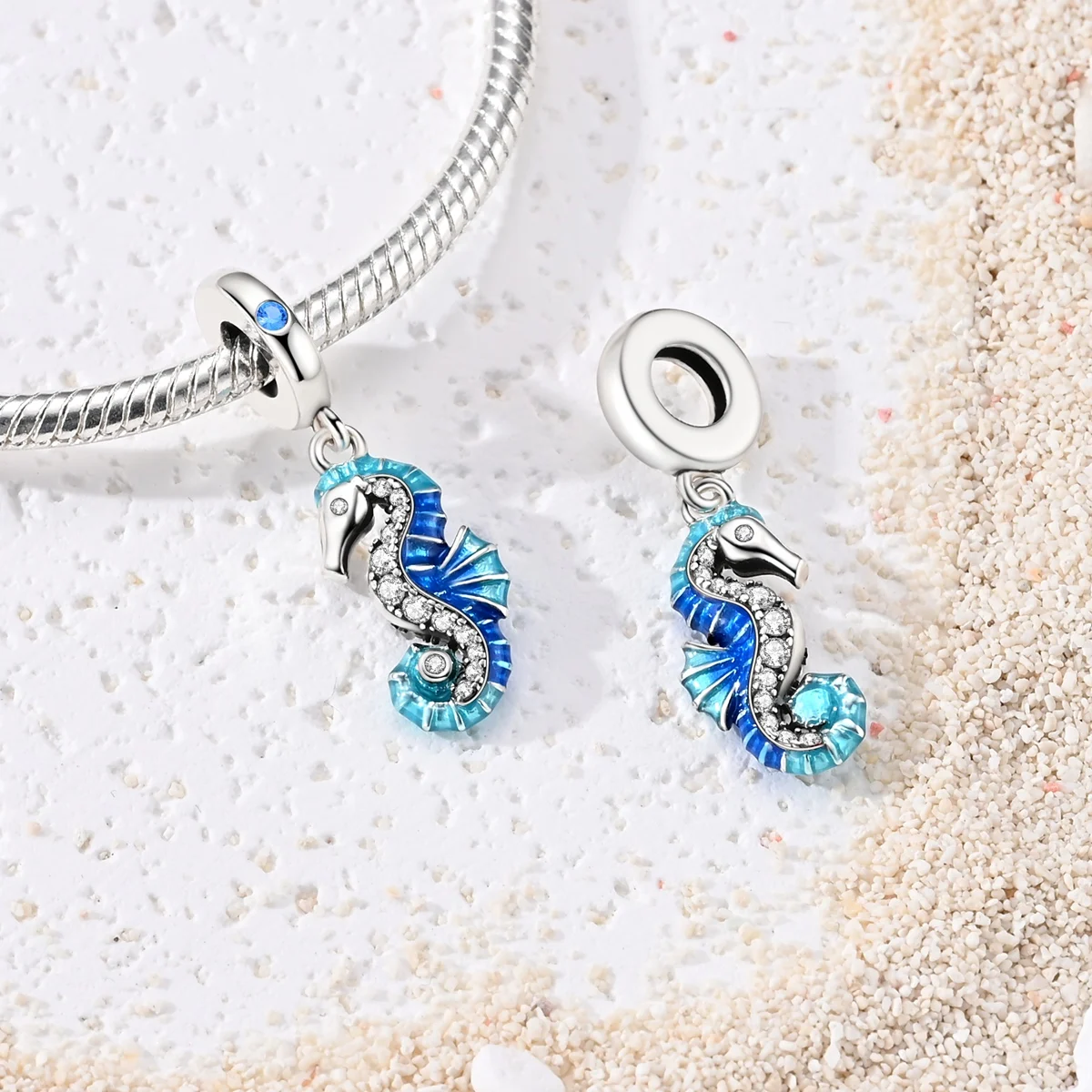 925 Silver Blue Ocean Animal Charms Beads For Women Fit Bracelet Marine Sea Life DIY Jewelry Turtle Dolphin Octopus Series