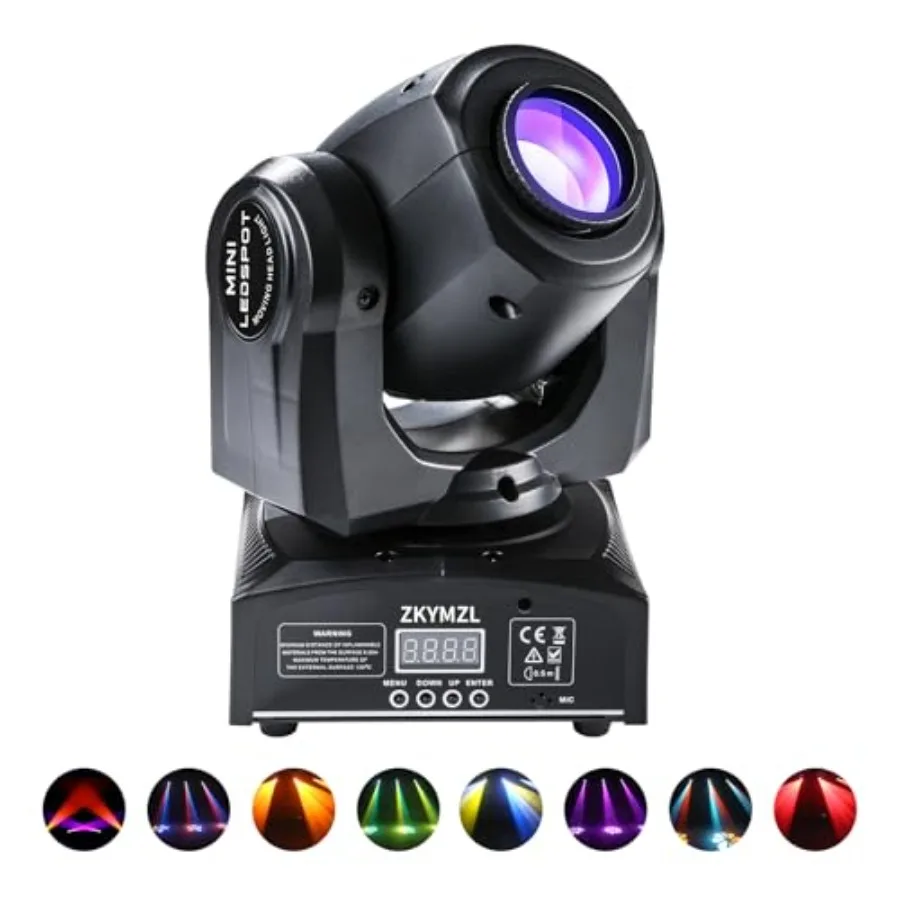 

30W LED Stage Lighting with DMX512 and Sound Control - 15 Colors, 8 Gobos, Moving Head DJ Lights for Parties, Nightclub, Weddin