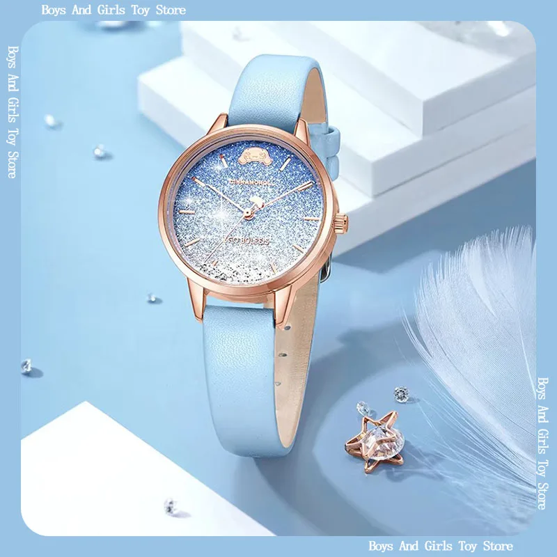 MINISO Gradient Gradient Blue Watch Girls High School Student Watch Niche Fashion Senshi Stainless Waterproof Quartz Watch