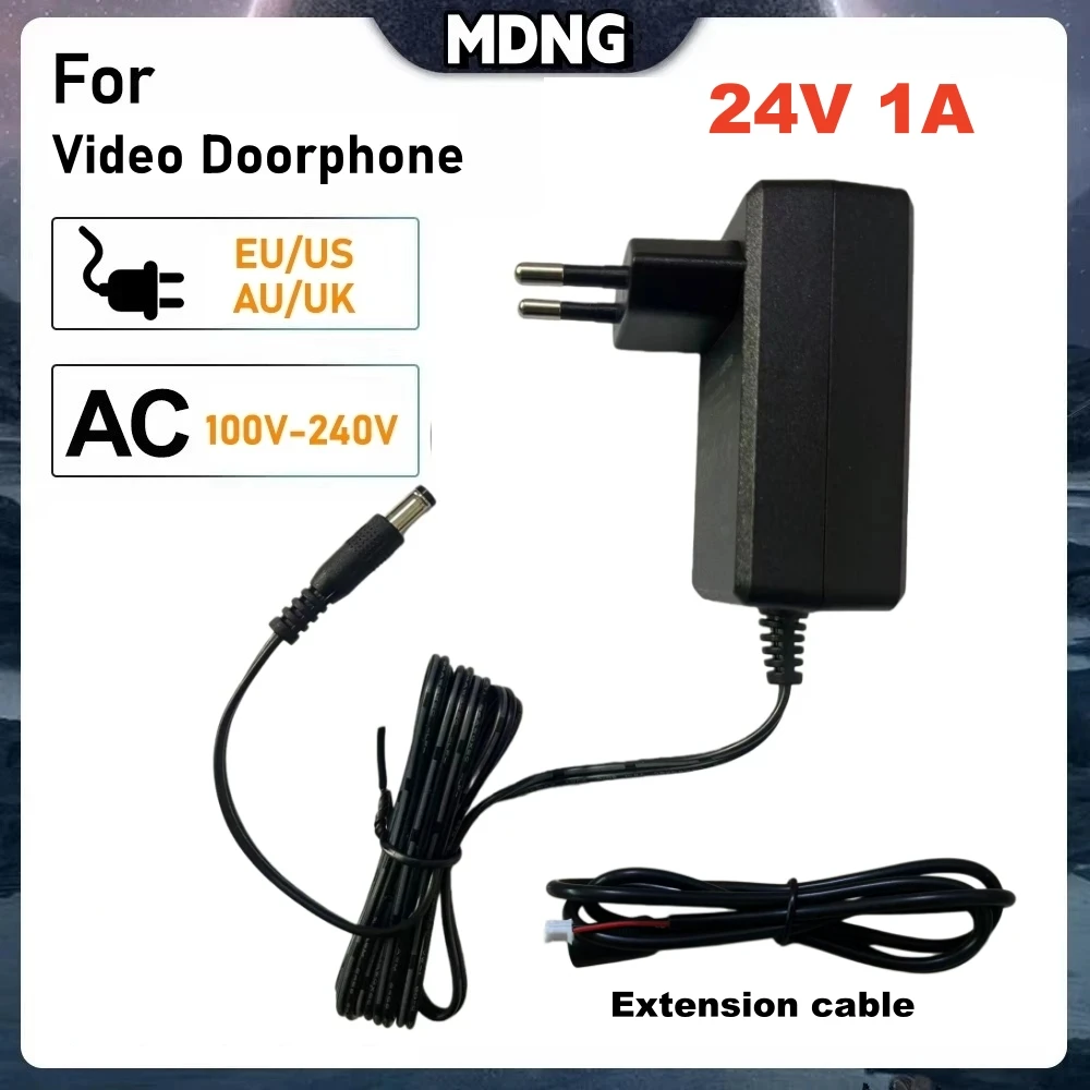 MDNG AC 100V-240V Standard 24V 1A Power Supply for Video Doorphone Supply Adapter Access Control System