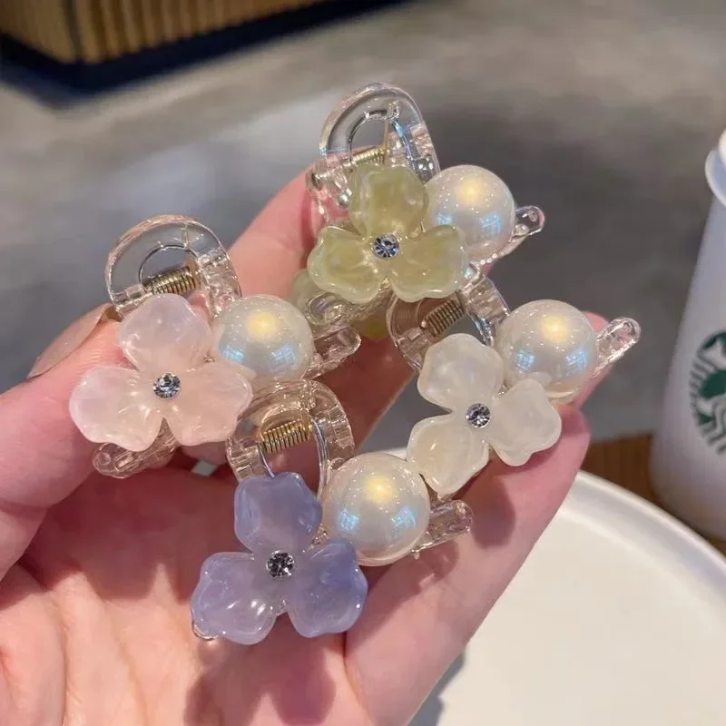 اتجاه 2025! جيلي يشعر الأزهار اللؤلؤ مقاطع شفافة الجنية الشعر السيطرة لطيف الجانب/الجبهة مقاطع الشعر الجمالية عالية للفتيات #4