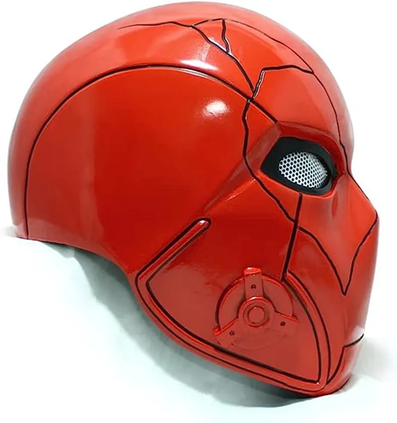 Red Hood Helmet with Crack, Cosplay Helmet, Halloween Costume Prop, Fans Collection, Party