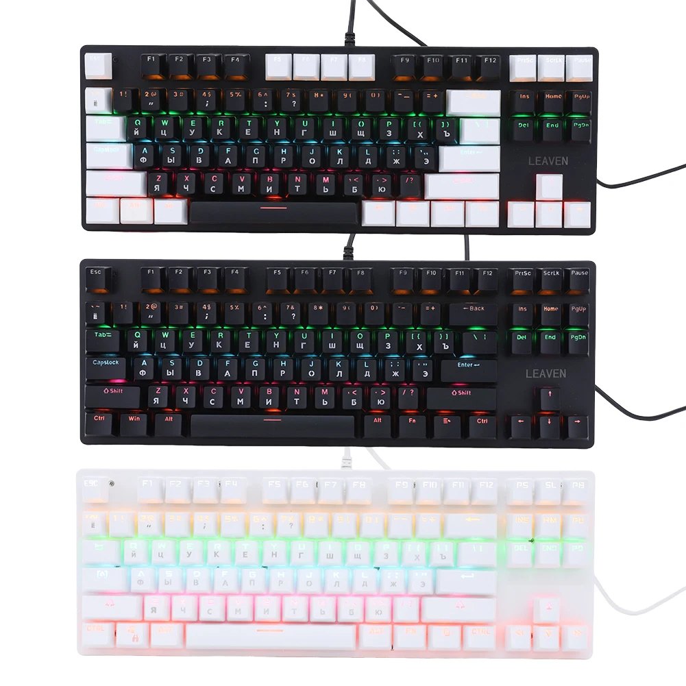 Russian Mechanical Keyboard RGB Backlit Mini Wired Office Keyboard Hot Swap Wired Portable Keyboard USB for Computer PC Laptop