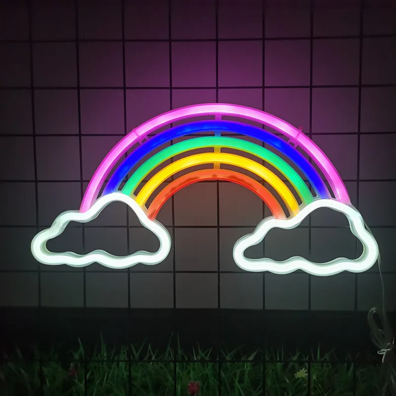 Cloud Neon Sign LED Light for Bedroom Hanging Wall Party Christmas Decoration Rainbow Colorful Night Light Neon Bulb USB Power