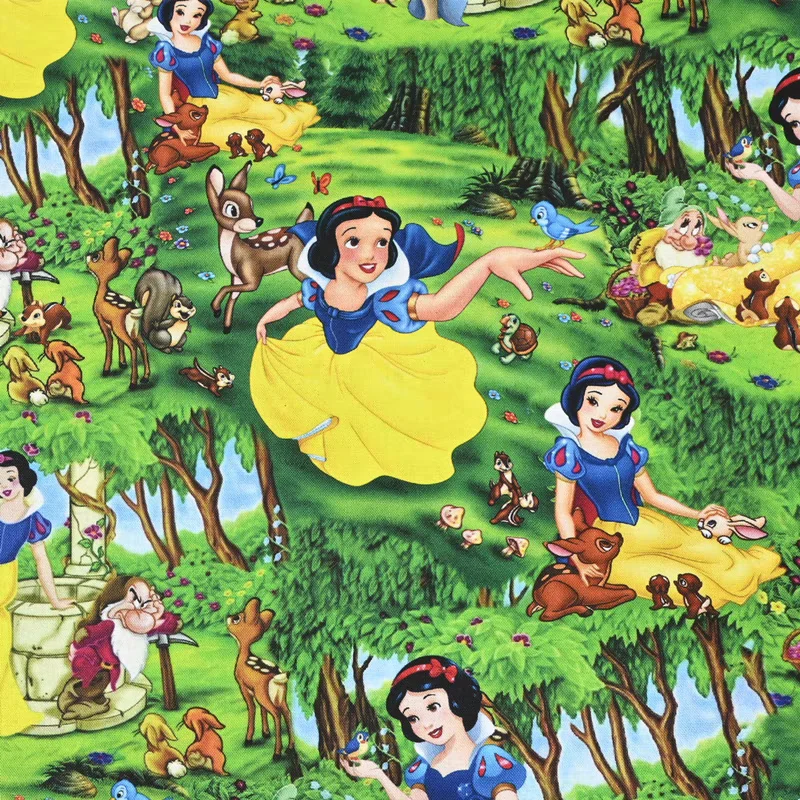 Dinsey Snow White Bambi Deer 100% Cotton Fabric Print for Tissue Sewing Quilting Needlework Material DIY Handmade