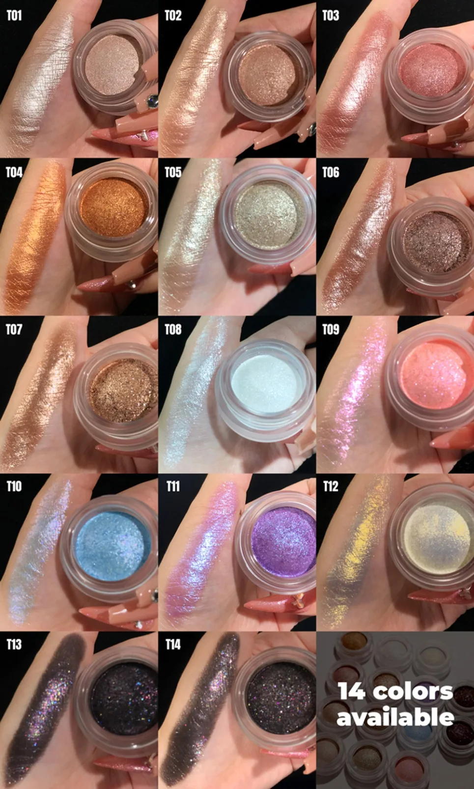 Veganes Make-up Großhandel Private Label Lidschatten High Shine Diamond Single Creamy Wet Metallic Finish Lidschatten Individuelles Logo