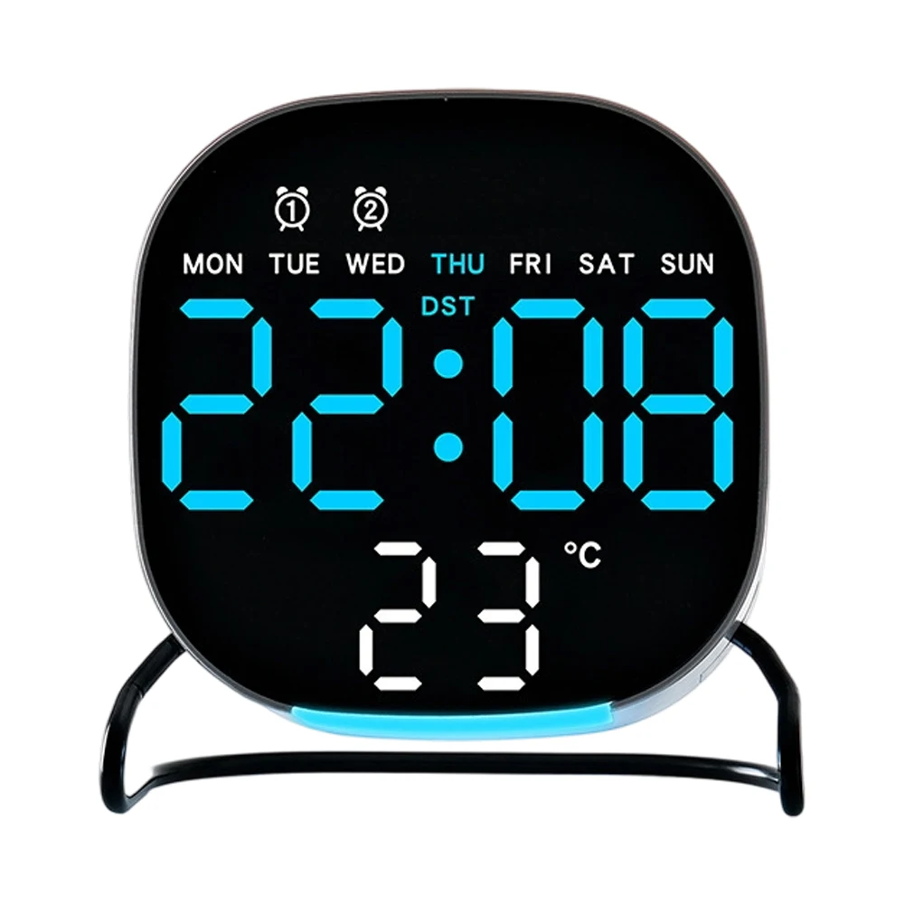 Bedside Night Light AS SHOWN LED Desktop Clock Touch Control Time And Date Loop Display 3-second Cycle Display