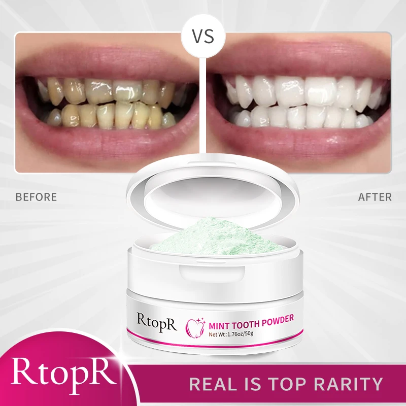 RtopR Mint Tooth Powder Whitening Teeth Improve Oral Refreshing Remove stains macula Bright white teeth Teeth Whitening Powder