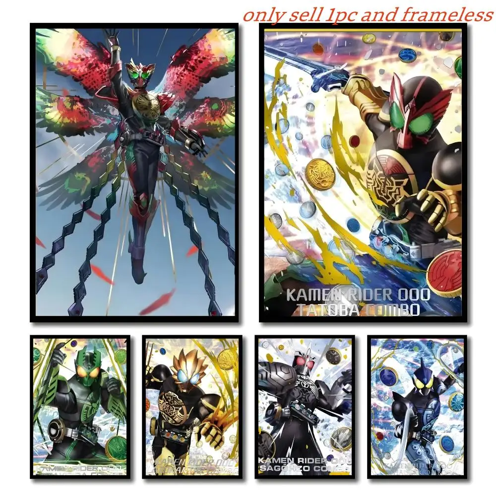 I-Kamen Rider O-OOO Anime Poster Self-adhesive Living Room Bedroom Party Bar Decor Moisture-proof Fade-resistant HD