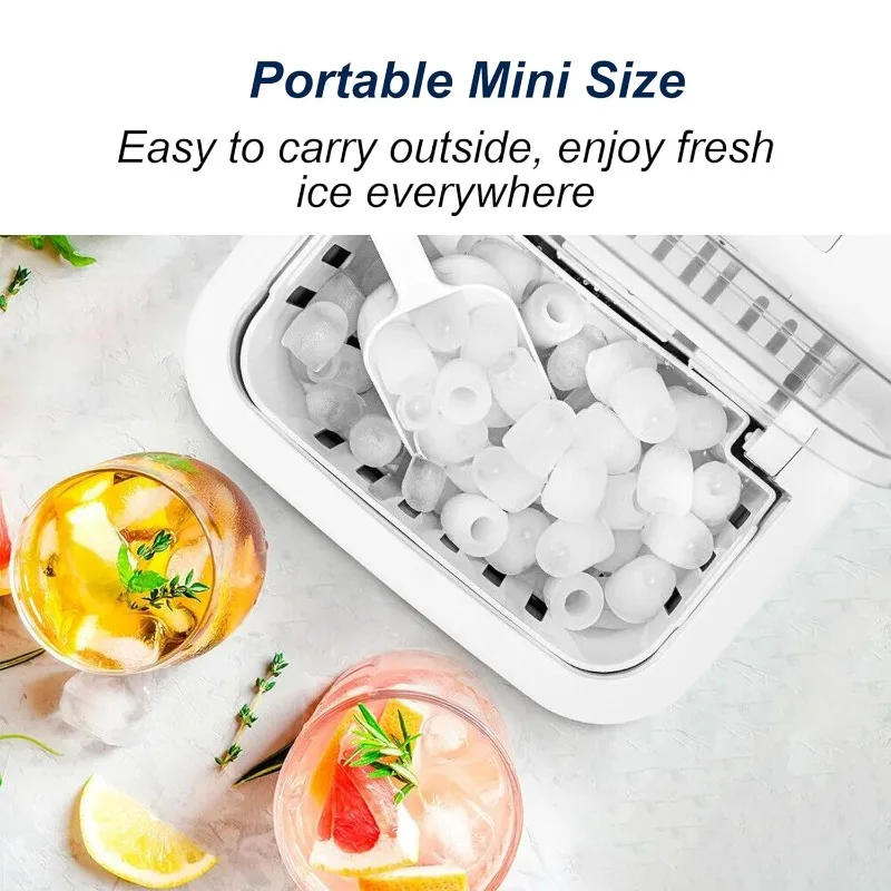 조리대 제빙기, 기계 6분 9개의 총알 얼음, 26.5lbs/24시간, 휴대용, 자가 청소, 얼음 국자 및 바구니 포함