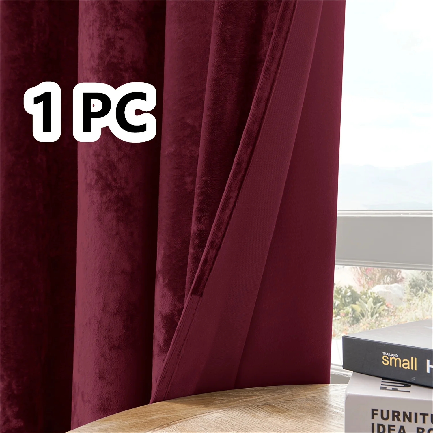 1PC Luxury Velvet Blackout Curtain blackout curtain, Thermal Insulated Drapes for Bedroom Living Room, Versatile Hanging, Solid