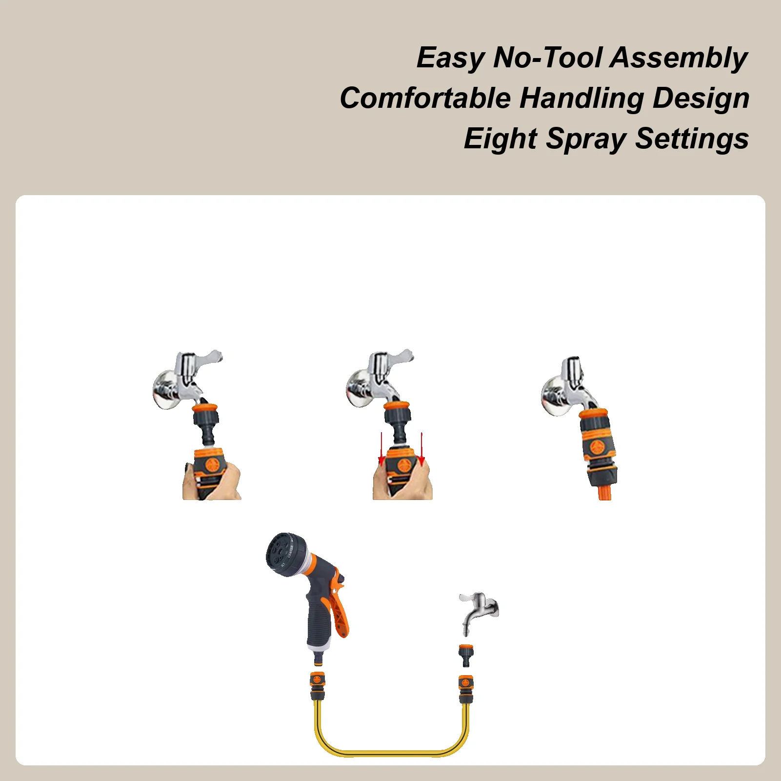 

Hose Sprayer Nozzle Garden Hose Head Sprayer High Pressure Irrigation Attachment Head With 8 Adjustable Spray Patterns For