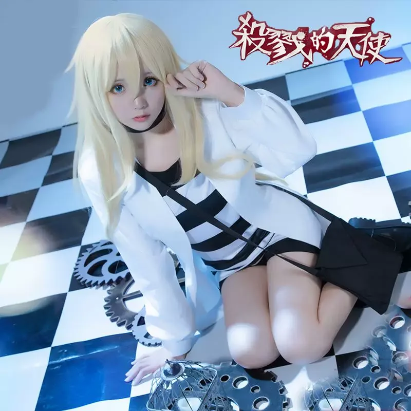 

White Nurse Coat Cosplay Costume Identity V Rachel Gardner Horror Halloween Outfit Full Set With Cap For Women