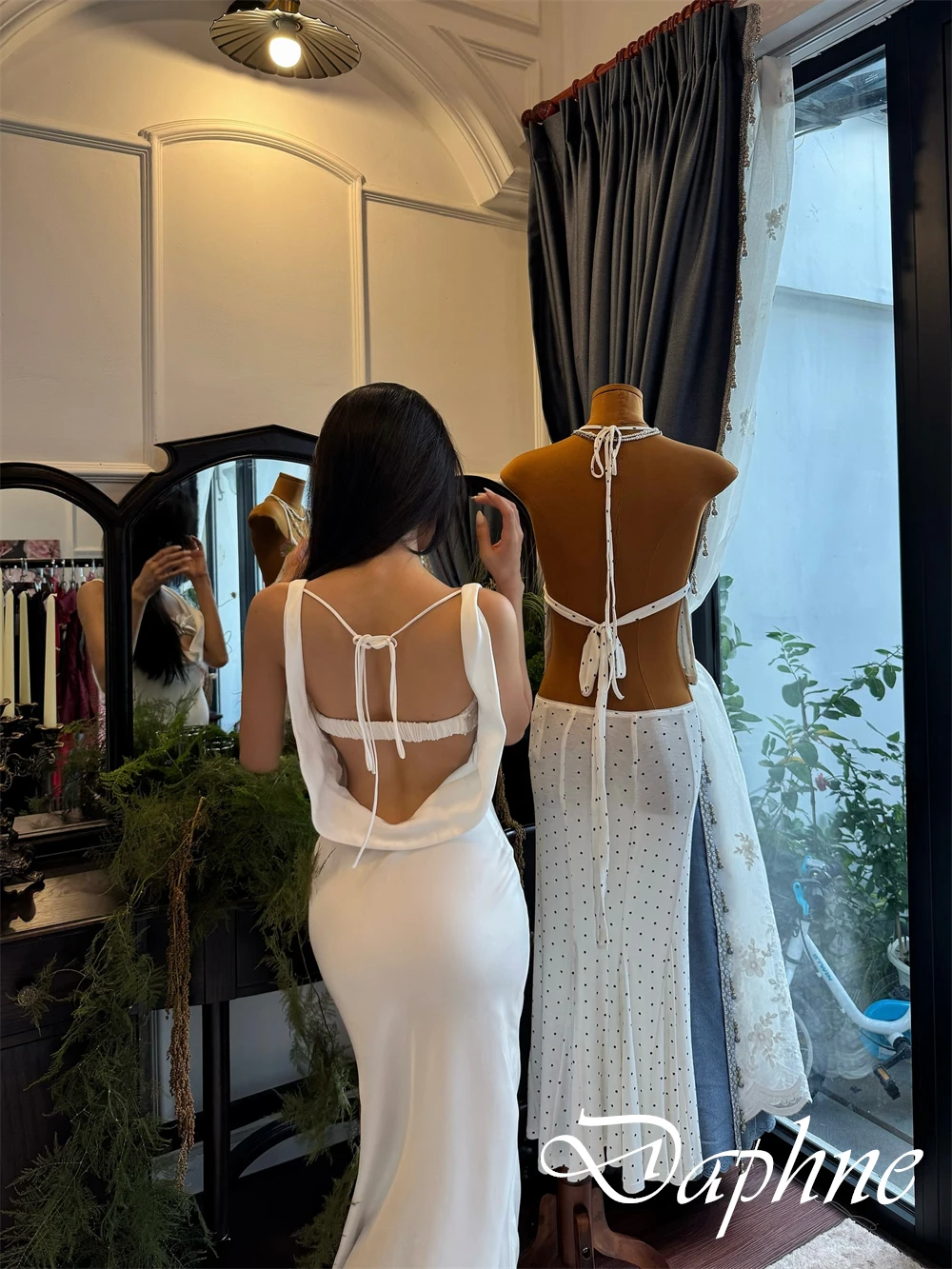 Customized Sleeveless Sexy Fashion  Evening Dress Straight Floor Length White Delicate Cocktail Dress Lace Soft  Prom Dress