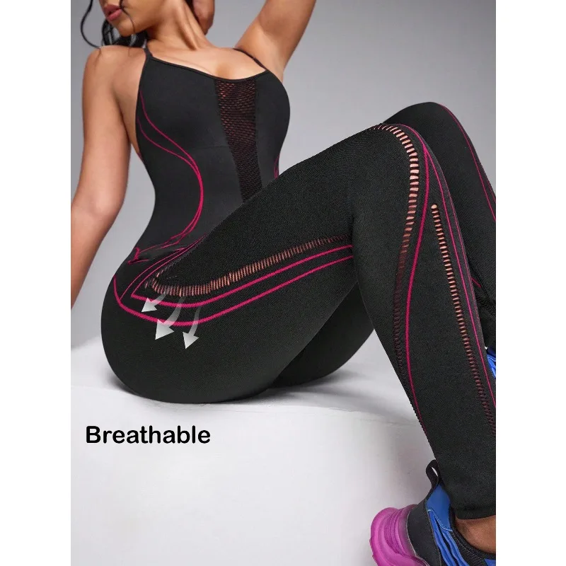 بدلة قفز نسائية من كريسناس قابلة للتنفس 2026 أنيقة ضيقة متقاطعة من الخلف ملابس رياضية شبكية سراويل رياضية للصالة الرياضية ملابس نسائية