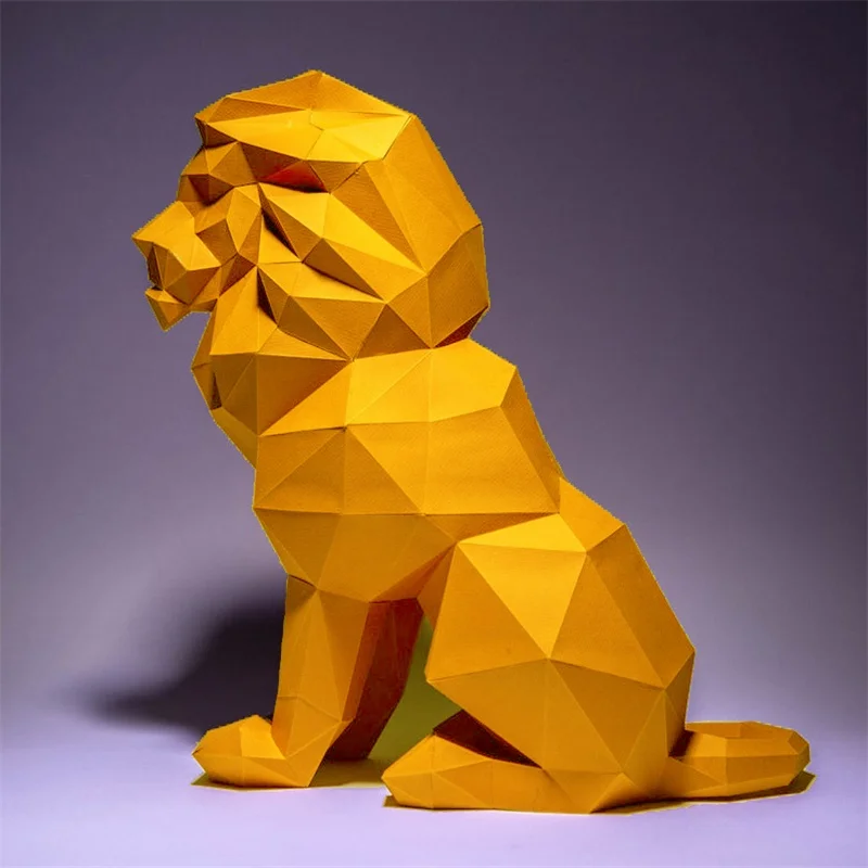 45cm Lion Paper Model Home Decor Corridor Ornament Room Decoration Papercraft 3D DIY Hand Made Creative Toys Sculpture Props