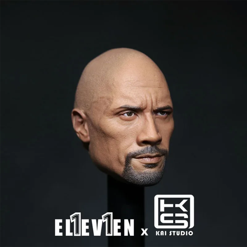 1/6 Eleven Dwayne Johnson Head Sculpt Blad Male Soldier Head Carving Model Fit 12'' Action Figure Body for Hobby Collection