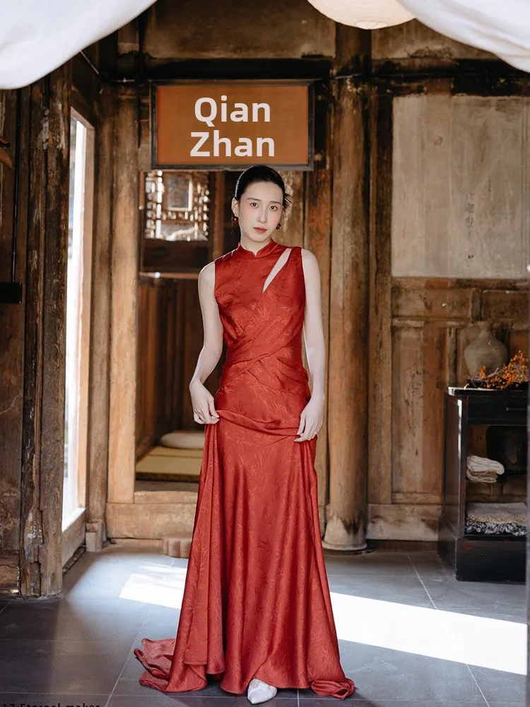 

Red Wedding Dr Chinese Sle Evening Gown for Women Engagement Par Drinks Ceremony High End Luxury Robe