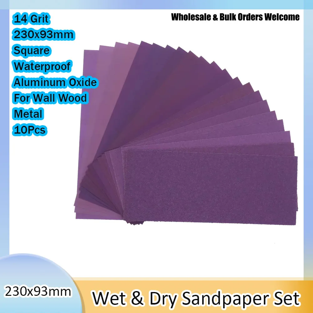 10 Stück 230x93mm Lila Quadratisches Schleifpapier Nass- und Trockenschleifpapier für Autopolitur Lackpflege Schleifwerkzeuge