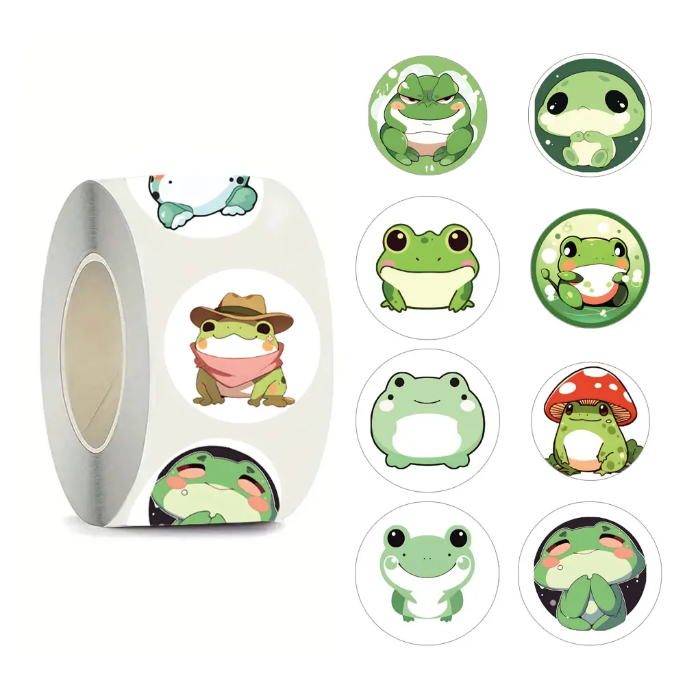 500 stuks Kikker Dieren Huisdier Stickers Esthetiek Kunst Grappig Cool Graffiti Stickers (1 Inch Labels / 10 Patronen) Voor telefoonhoesje
