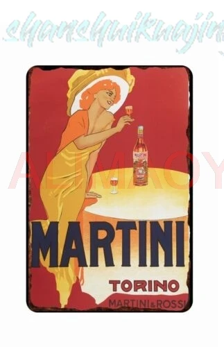 French  Advertising 1930s Martini Torino All Metal Tin Sign  8 x 12 sign