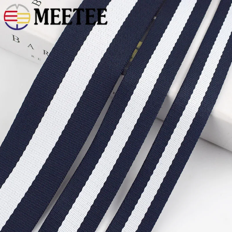 Meetee 5Meters 20-50mm Polyester Stripes Webbing for Bags Belt Strap Ribbon Tape DIY Garment Home Decor Band Sewing Accessories