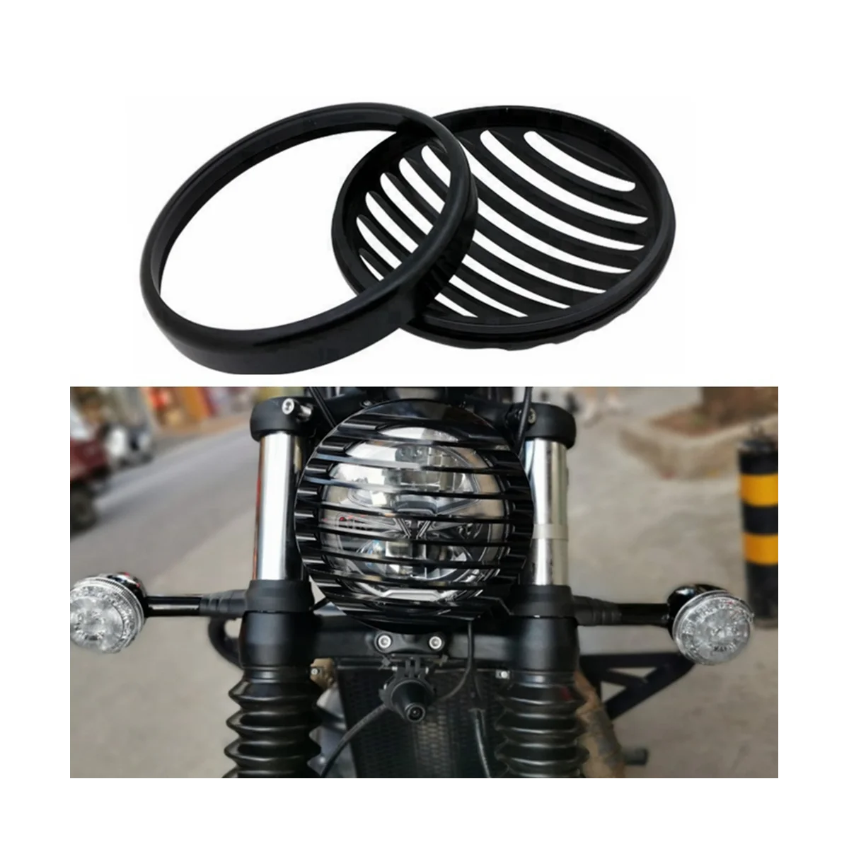 Motorcycle Retro Headlight Grill Guard Cover Head Light Lamp Protector for Triumph Bobber