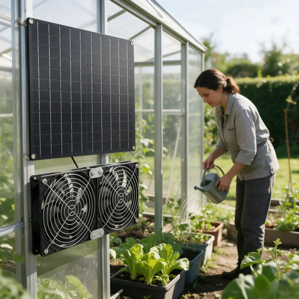 Humidity Control Solar Dual Cooling Exhaust Fan 15W 20W Solar Panel IPX7 Waterproof Low Noise Outdoor Ventilation System For