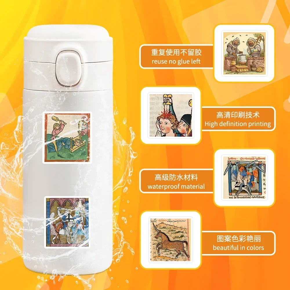 50 قطعة القرون الوسطى الرجعية ملصق فني نمط ملصق DIY بها بنفسك الهاتف المحمول الأمتعة سكيت الكتابة على الجدران الشارات متعة للطفل اللعب الهدايا #4