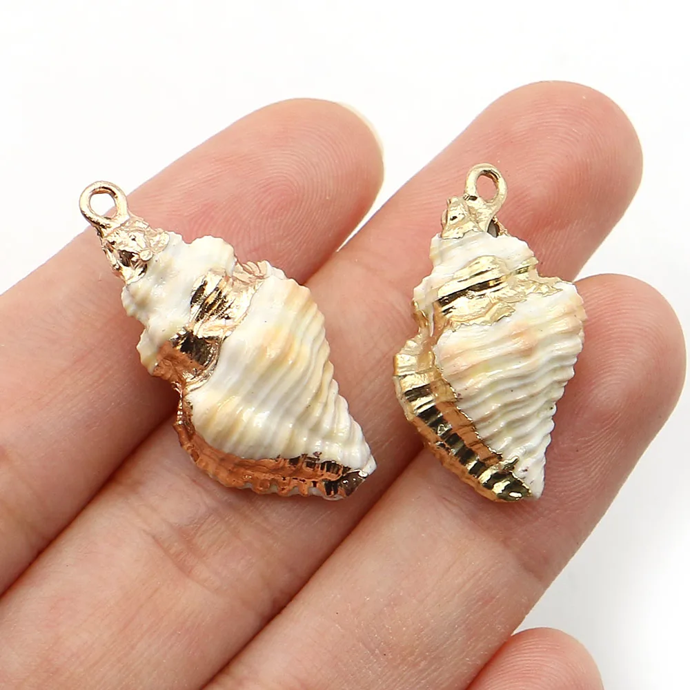 

Natural Conch Shell Color Dyed Electroplated Single-Hole Loose Pendant 5pcs DIY Accessories for Necklaces Earrings Jewelry