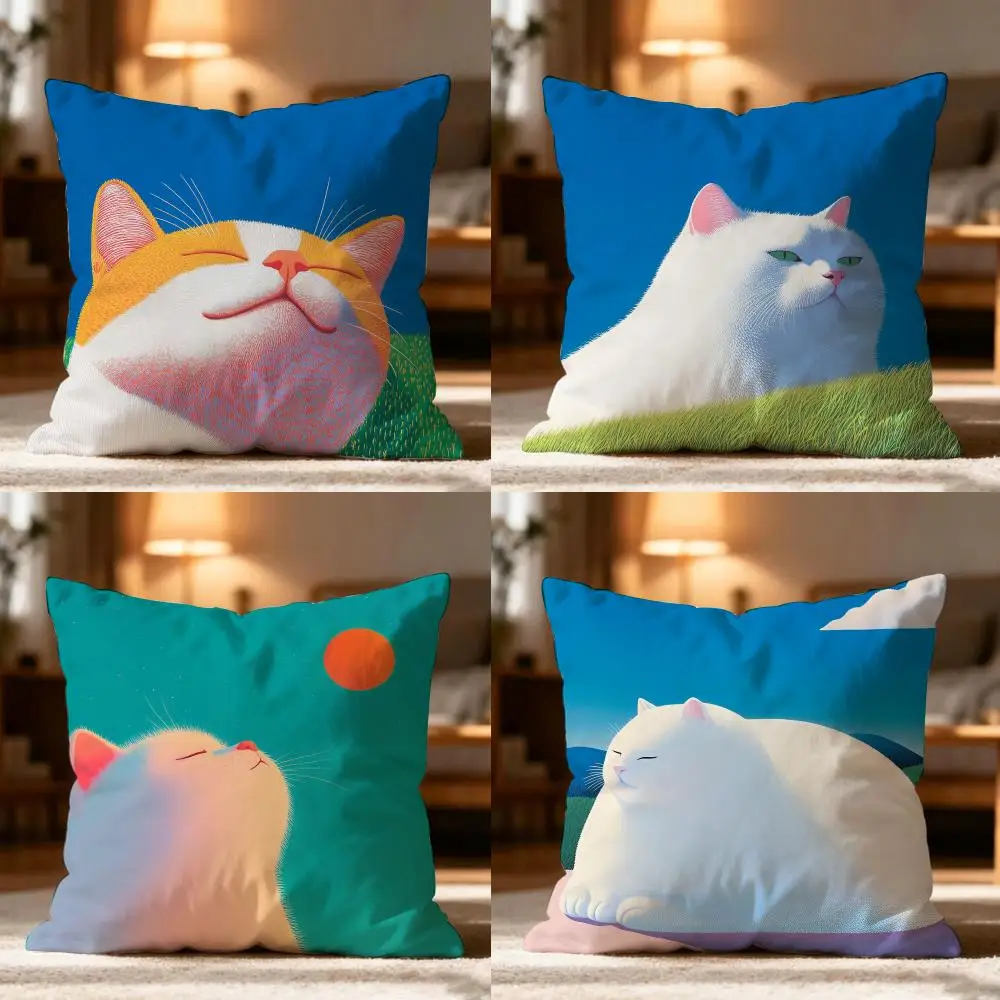 Arthritis Cat Kwaii Cute Anime Cushion Cover Cushion Cover Soft Washable Pillow Case Multi-Scene For Couch Bed Travel Office Use