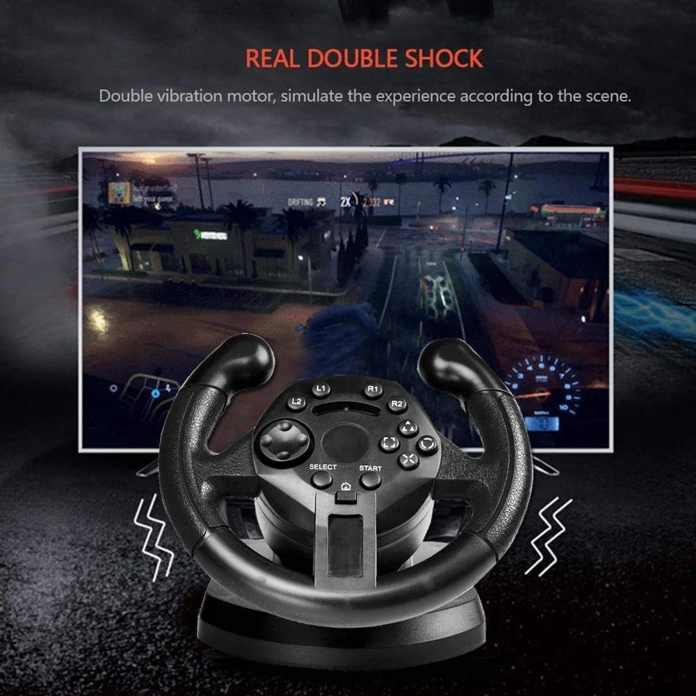 AM-Game Racing Steering Wheel for /Pc Steering Wheel Vibration Joysticks Remote Controller Imulated Driving Controller