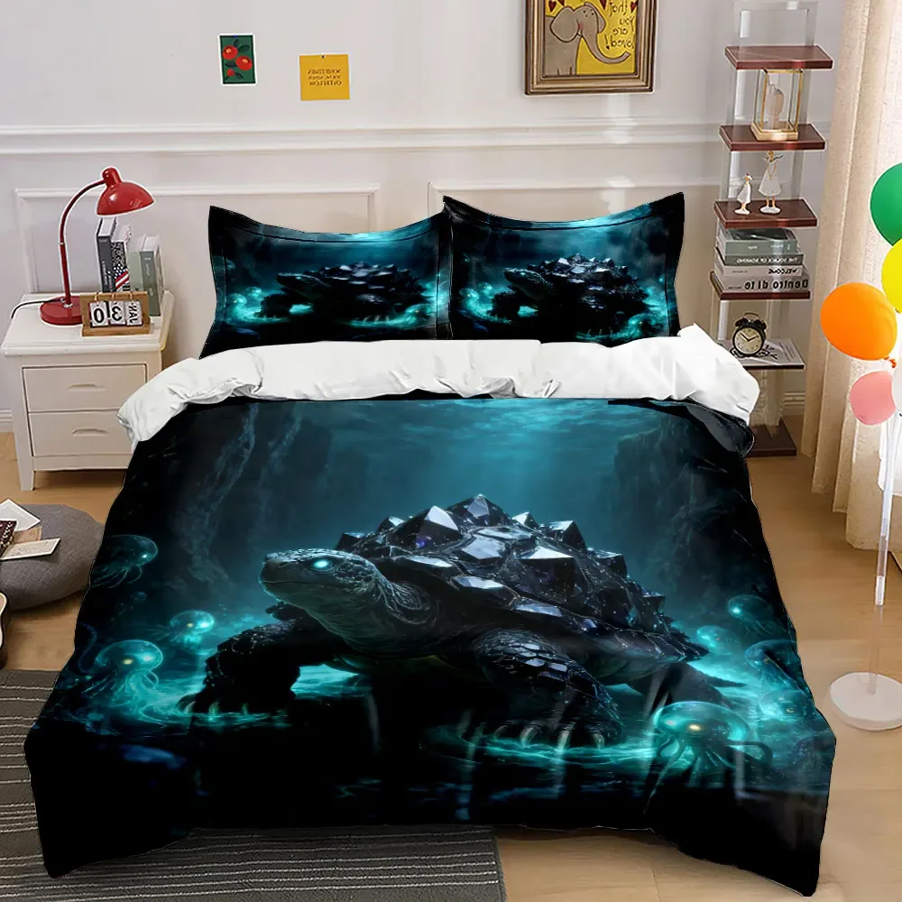 Crystal Turtle Fantasy Decoration Set Soft Comfortable Duvet Cover Bedding Set Included 1*Duvet Cover & 2*Pillowcases, gift
