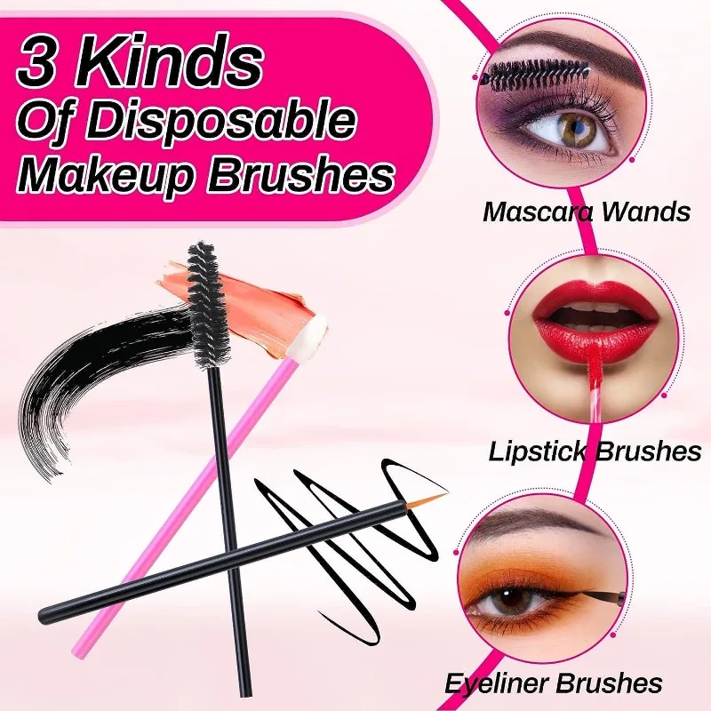 281 pcs Disposable Makeup Accessories with Makeup Applicators Triangle Disposable Lip Applicators, Eyeliner Brushes Makeup Tools