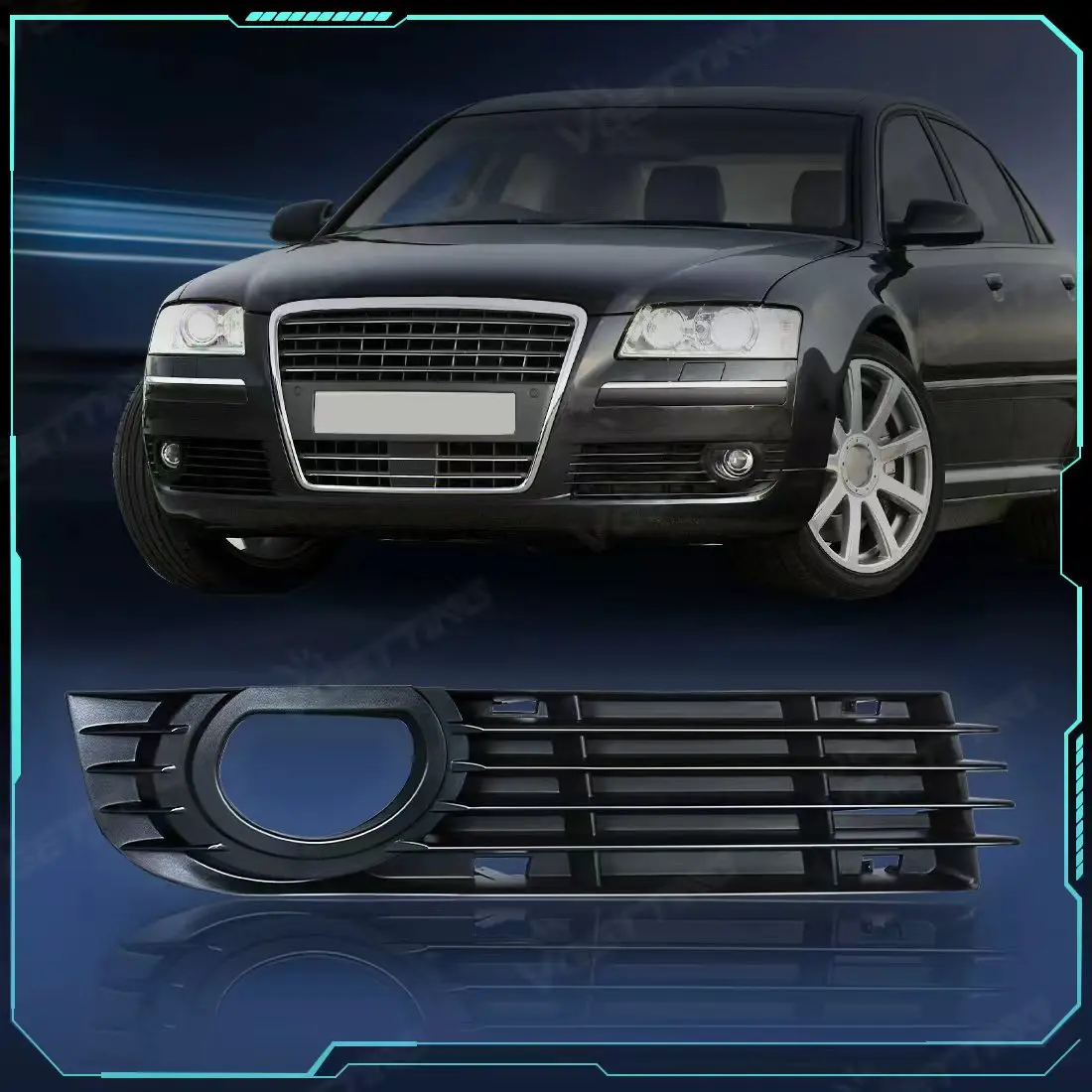 

For Audi A8 Quattro 4-Door D3 2006 2007 2008 Fog Lamps Cover Car Front Bumper Foglight Grille Auto Grill 4E0807681AD 4E0807682AD