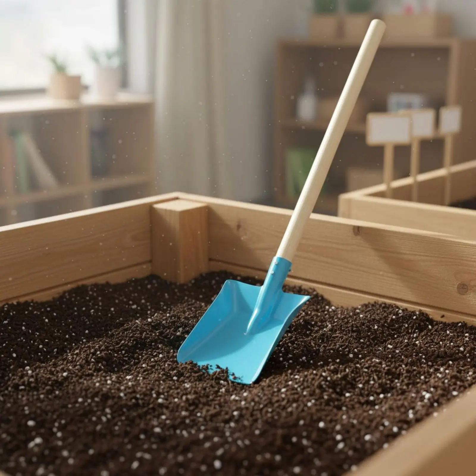 4 Pieces Kids Sand Shovel Set Educational Long Handle Shovel Set Child Sized Gardening Tools Safe Polished Edges Outdoor Toy view 3