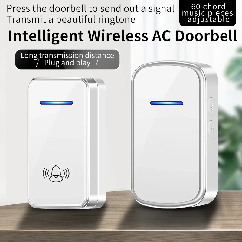 CACAZI Waterproof Wireless Doorbell Without Battery 300 Meters Long Range Outdoor Smart Home 60 Ringtone Adjustable Welcome Ring
