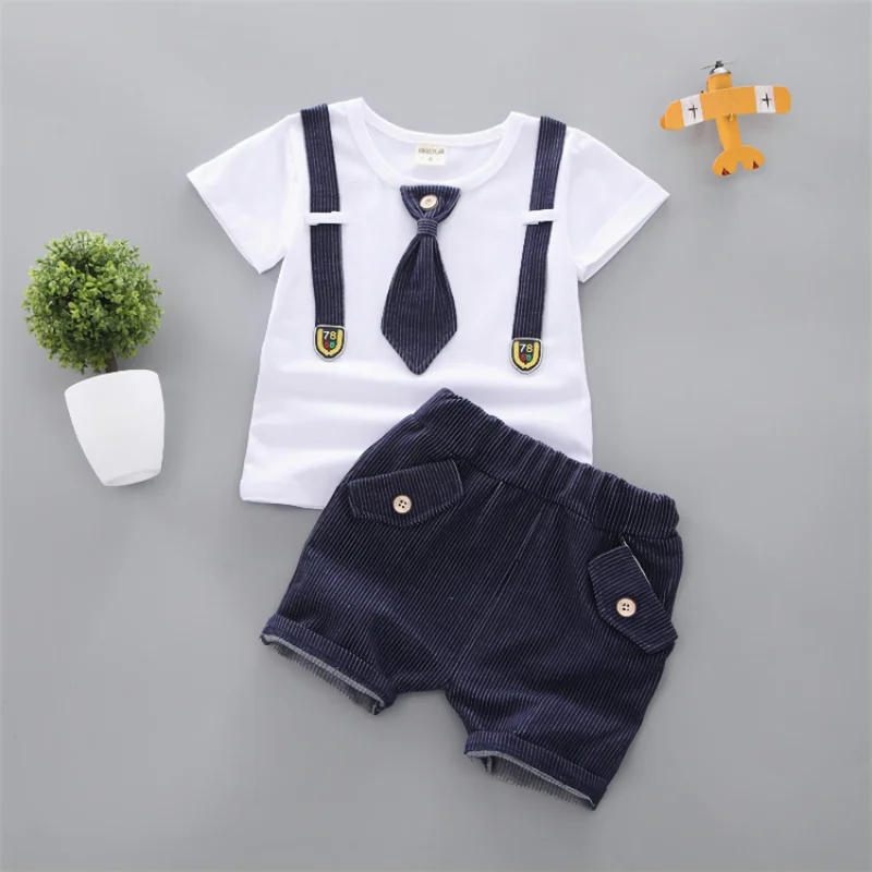 Summer Baby boys Clothing Suits Handsome Fashion Children\'s girls Short-Sleeved  + Shorts Clothes 2 pcs Set